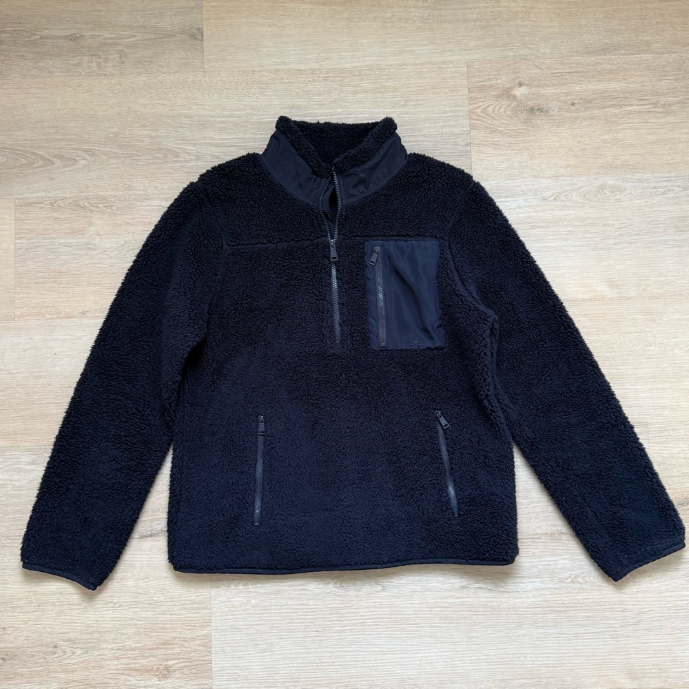 Lauren Ralph Lauren Women’s Navy Half Zip Fleece Sherpa/Teddy Pullover Medium